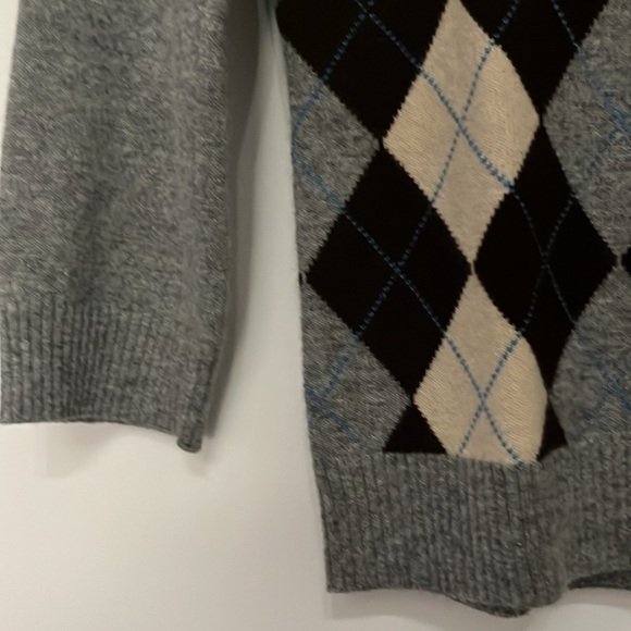 J.Crew | Argyle Plaid Crewneck Sweater | Gray/Brown | Size M - Picture 5 of 7